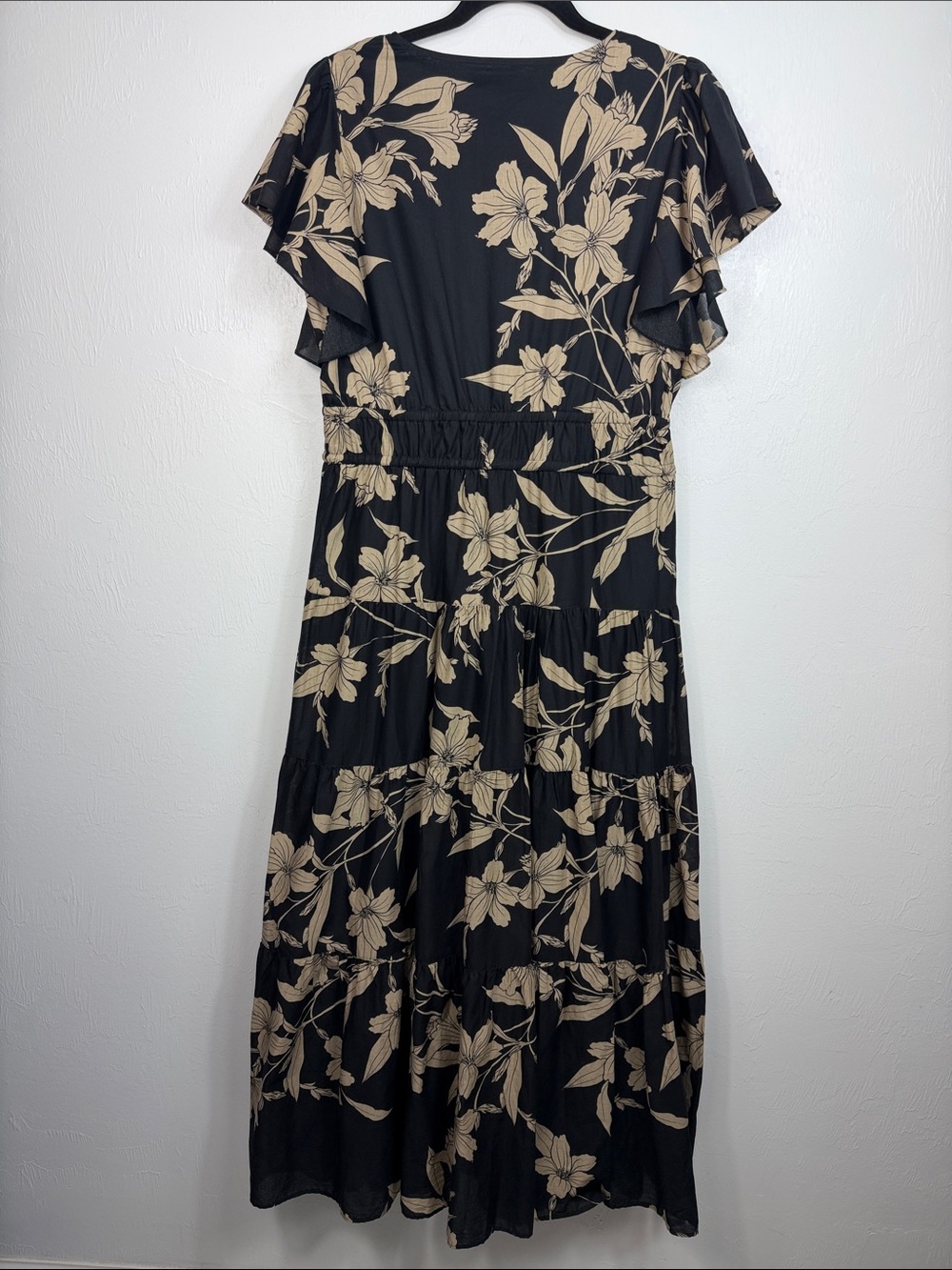 NWT Lauren Ralph Lauren Voile Floral Tiered Maxi Dress Black Beige Size 6 - Picture 5 of 10